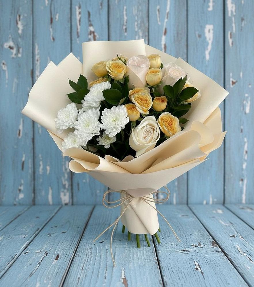 Букет цветов из: Розы и Хризантемы в Быково Московской области