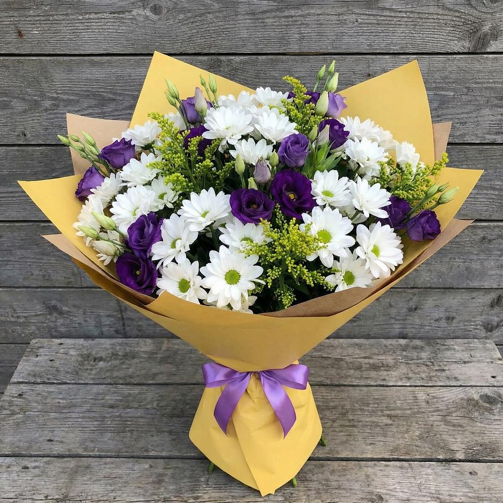 Букет цветов из: Ирисы, Хризантемы и Ромашки в Быково Московской области