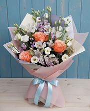 Букет цветов из:  Лизиантусы, Розы, Альстромерии и Гипсофила #REPLACE_PRED# Быково Московской области