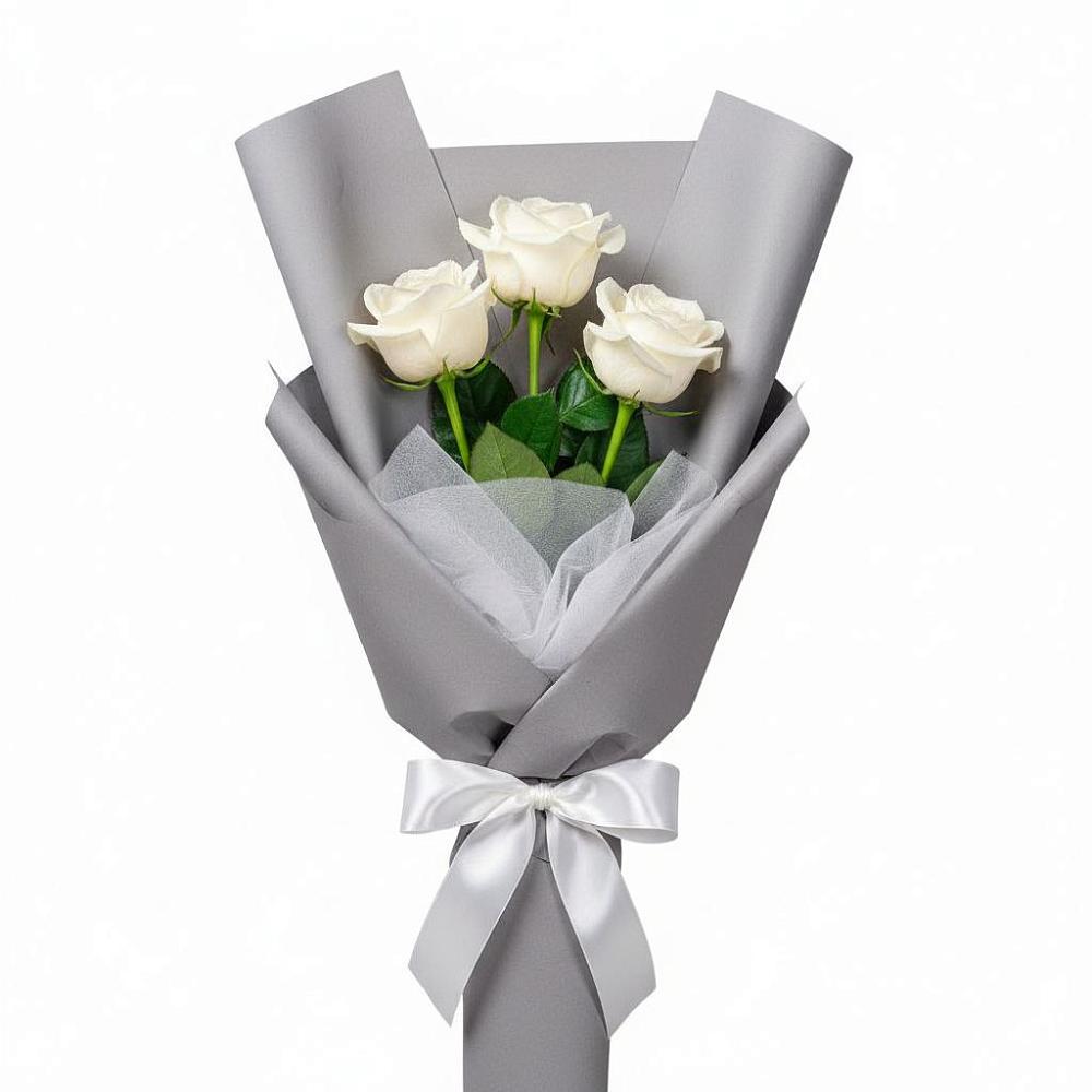 Букет 3 белые розы в Быково Московской области