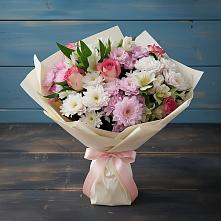 Букет цветов из:  Хризантемы, Альстромерии и Розы в Быково Московской области