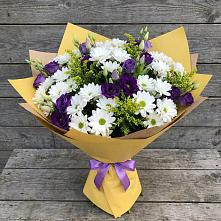 Букет цветов из:  Ирисы, Хризантемы и Ромашки в Быково Московской области