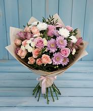 Букет цветов из:  Хризантемы, Розы и Альстромерии в Быково Московской области