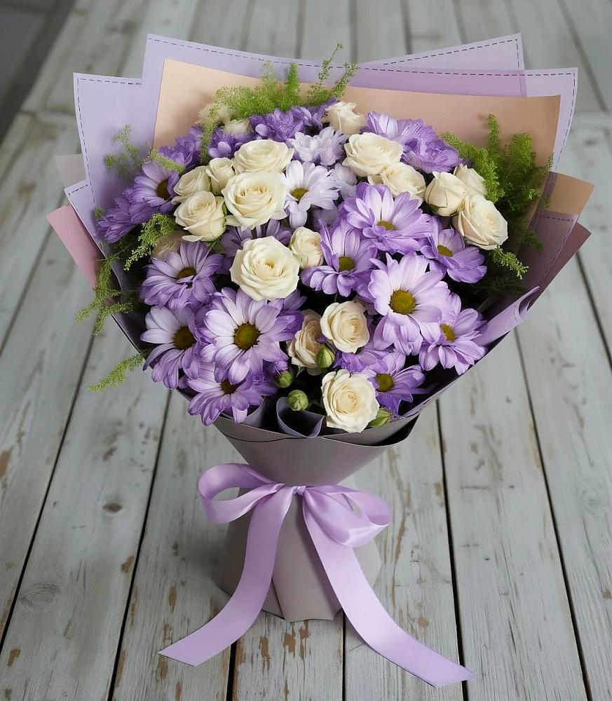Букет цветов из: Хризантемы и Розы в Быково Московской области